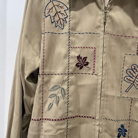 Vintage Alfred Dunner tan embroidered leaf fall jacket - Picture 3 of 6